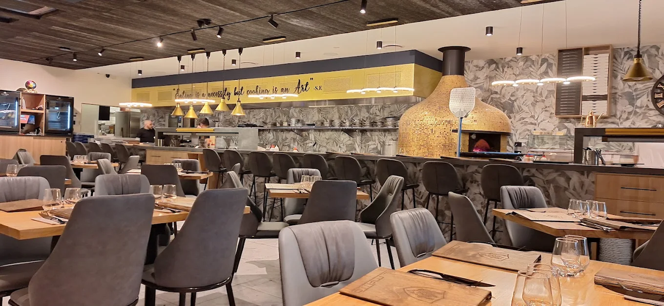 Il Matto Werribee dining room and gold mosaic oven set for guests