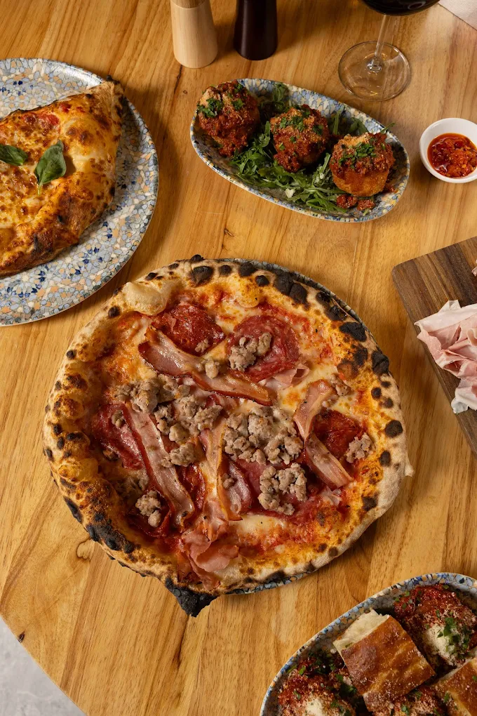 Wood-fired pizza and house-made meatballs